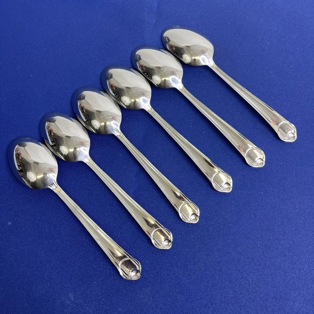 6‎ Mikasa CLASSICO SATIN Oval Soup Spoons Indonesia 18/0 Flatware Silverware